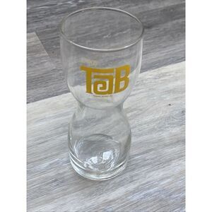 Vintage ENJOY TAB Glasses Hourglass Shape Retro 1970s 7" Drink Glass CLEAN